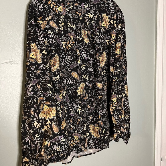 Michael Stars Los Angeles floral print tie neck long sleeve blouse - Picture 7 of 7